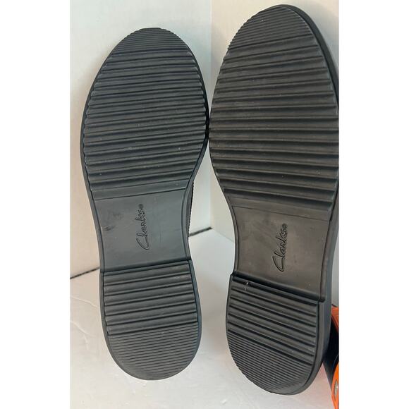 Clarks Raisie Eletta Black Leather/Denim SlipOn Comfort Penny Lug Sole Loafer 9 - Picture 10 of 10